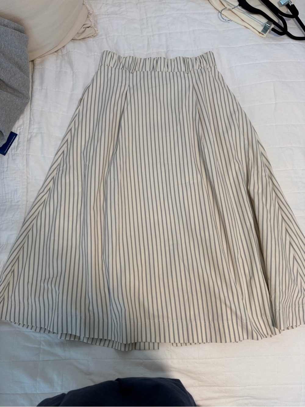 Anthropologie En Saison Striped Button-Front Midi Skirt - ivory/navy - Picture 8 of 8